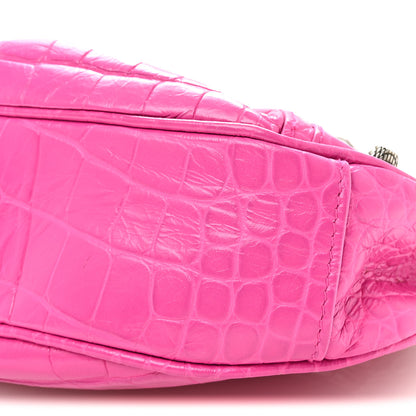Balenciaga Extra Supple Calfskin Crocodile Embossed XS Le Cagole Shoulder Bag Lipstick Pink 10 of 10