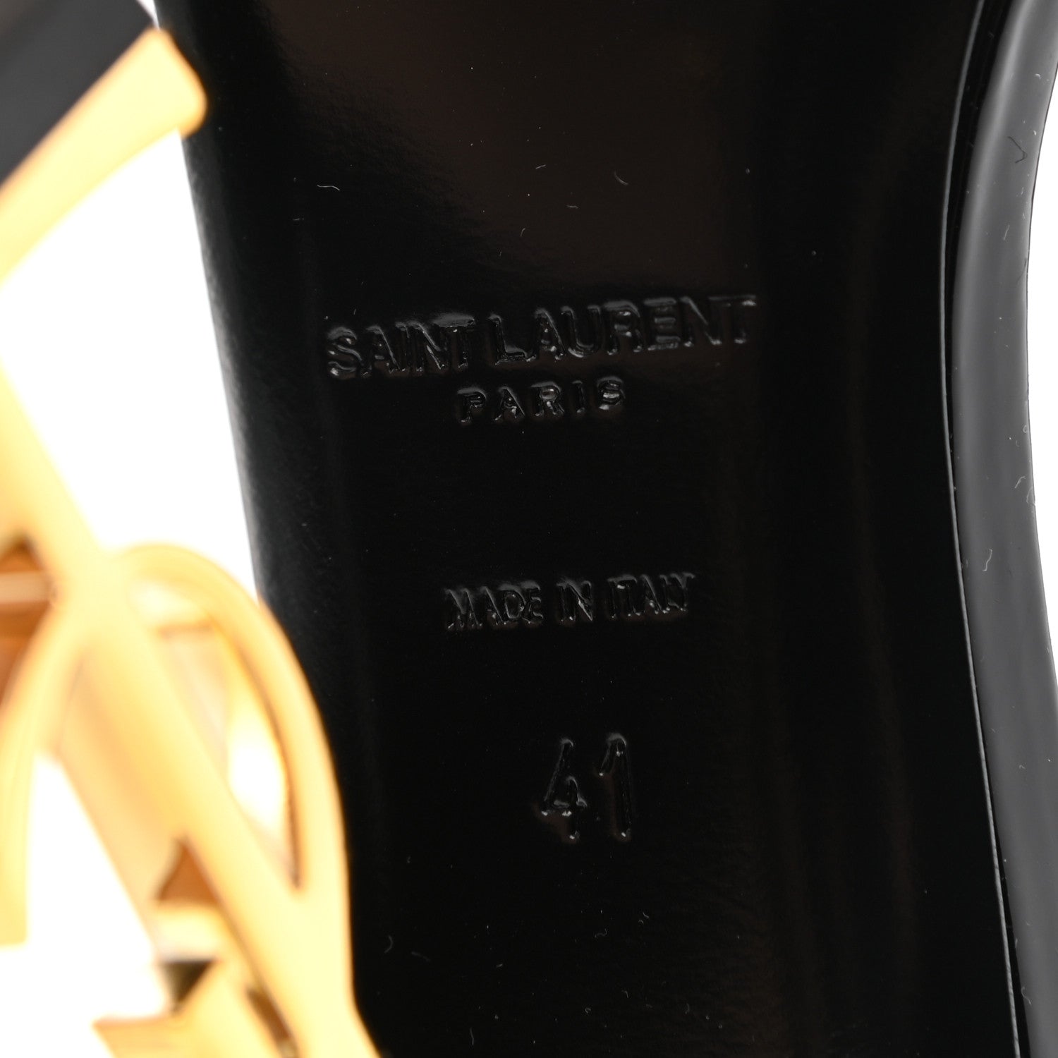 Saint Laurent Patent Calfskin Opyum 110 Sandals 41 Black Gold 6 of 12