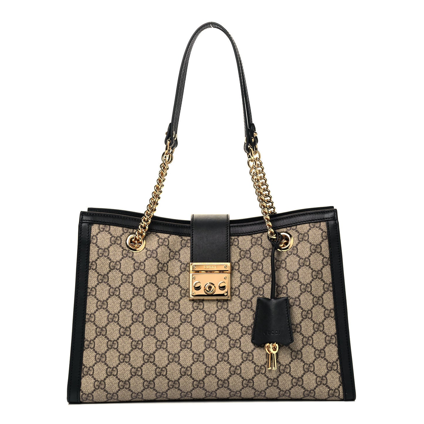 GG Supreme Monogram Medium Padlock Tote Black