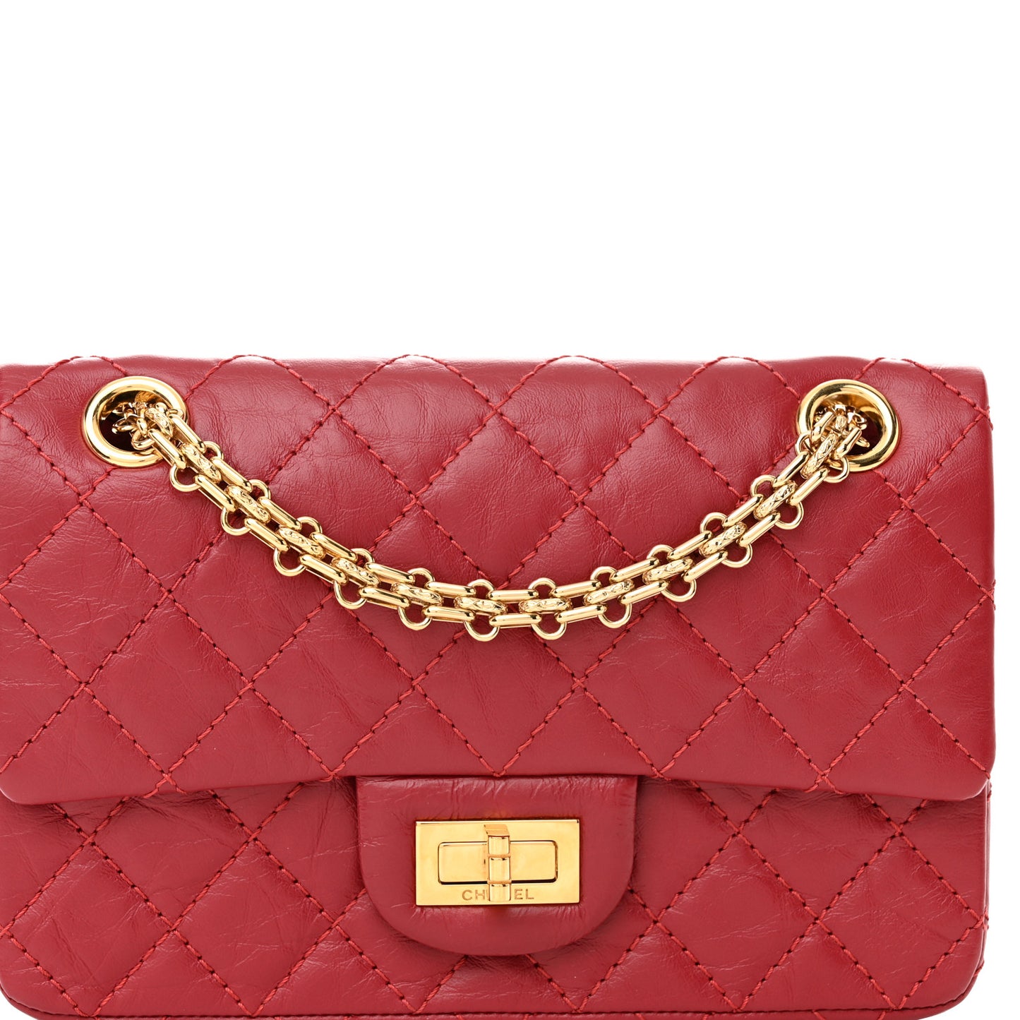 Aged Calfskin Quilted 2.55 Reissue Mini Flap Red