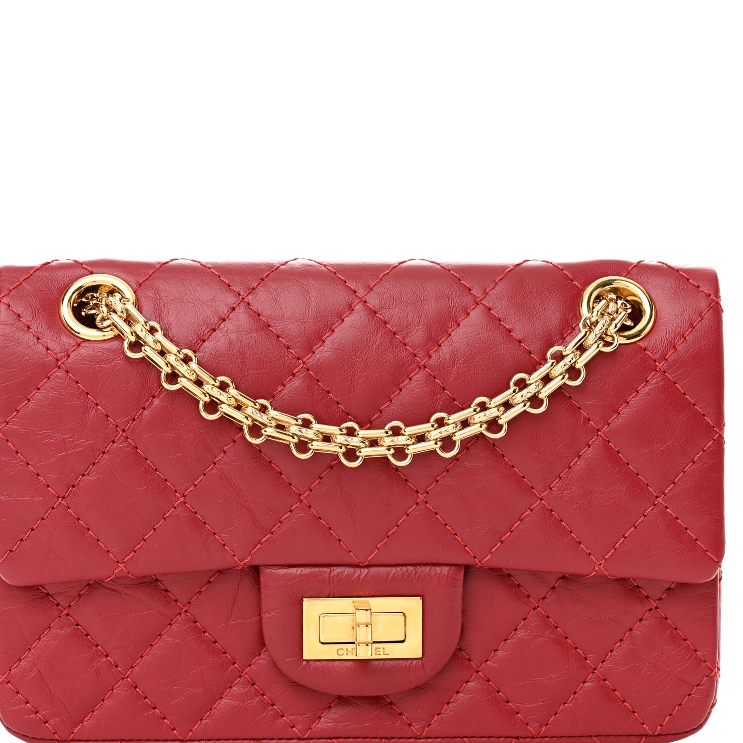 Chanel Aged Calfskin Quilted 2.55 Reissue Mini Flap Red 8 of 11