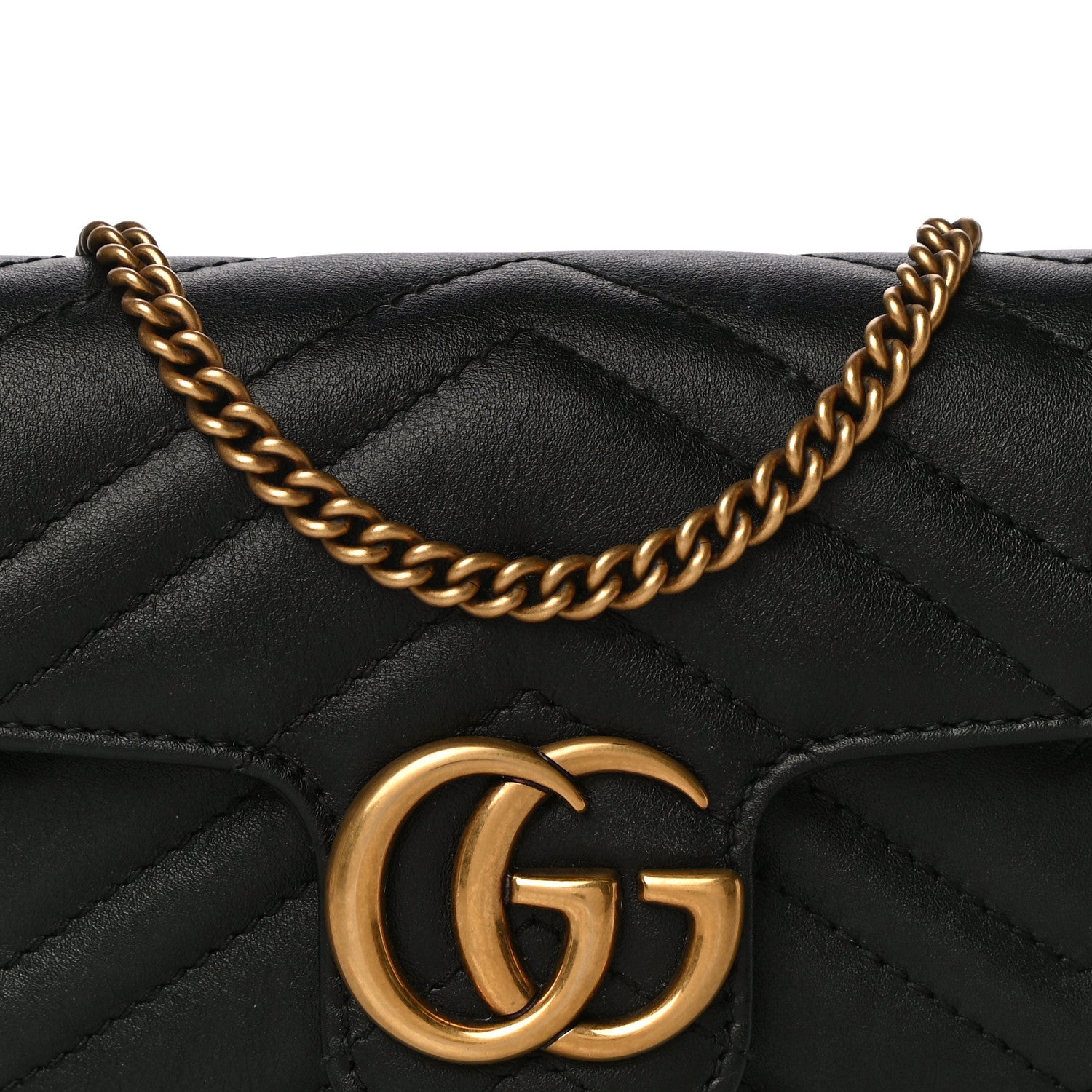 Gucci Calfskin Matelasse Super Mini GG Marmont Shoulder Bag Black 8 of 17