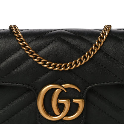 Gucci Calfskin Matelasse Super Mini GG Marmont Shoulder Bag Black 8 of 17