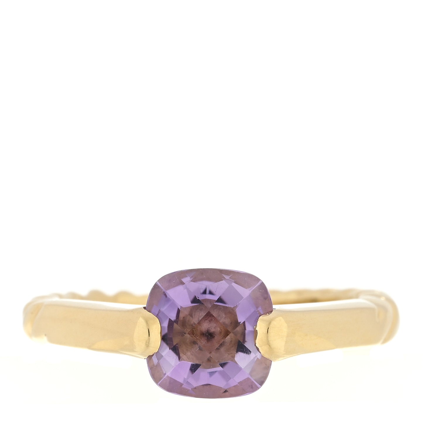 18K Yellow Gold Amethyst Half Bezel Ring 52 6