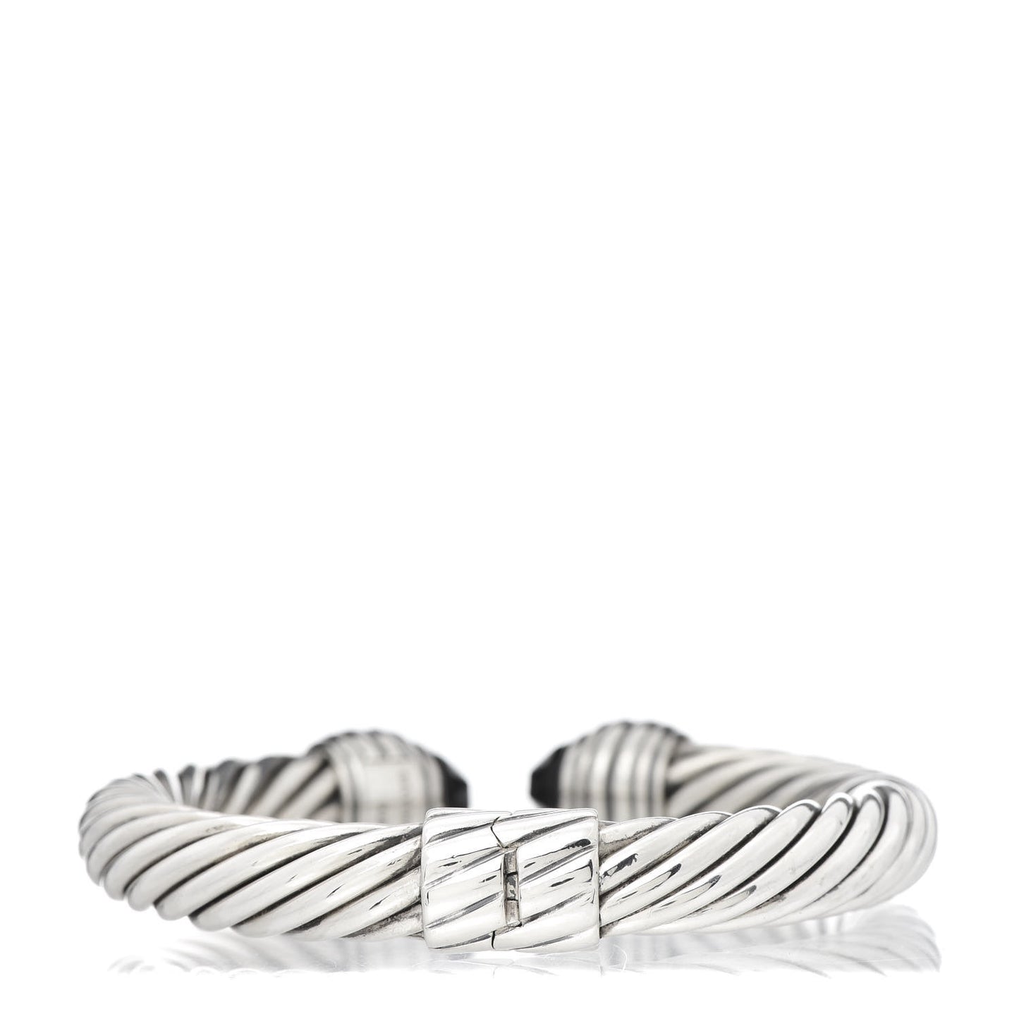 Sterling Silver Black Onyx 10mm Cable Classics Hinged Bracelet