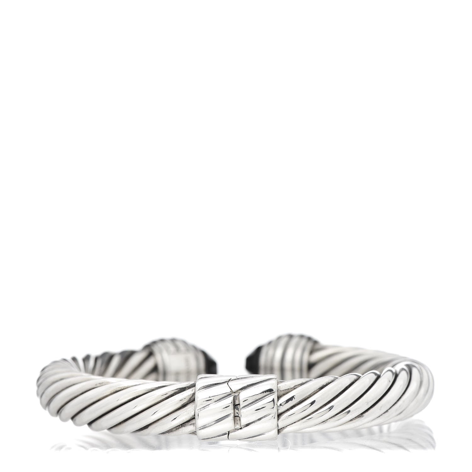 David Yurman Sterling Silver Black Onyx 10mm Cable Classics Hinged Bracelet 3 of 4