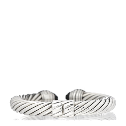 David Yurman Sterling Silver Black Onyx 10mm Cable Classics Hinged Bracelet 3 of 4