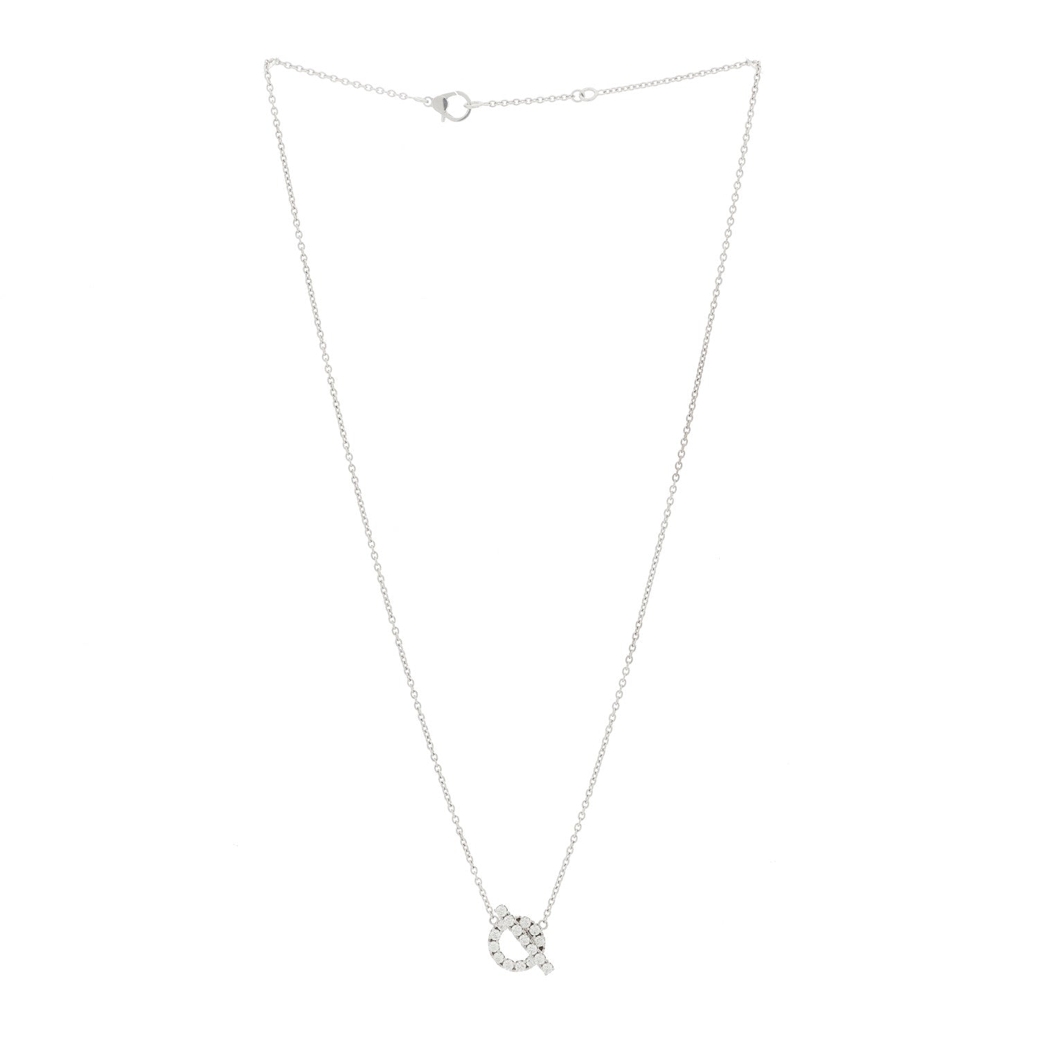 Hermes 18K White Gold Diamond Finesse Pendant Necklace 3 of 6