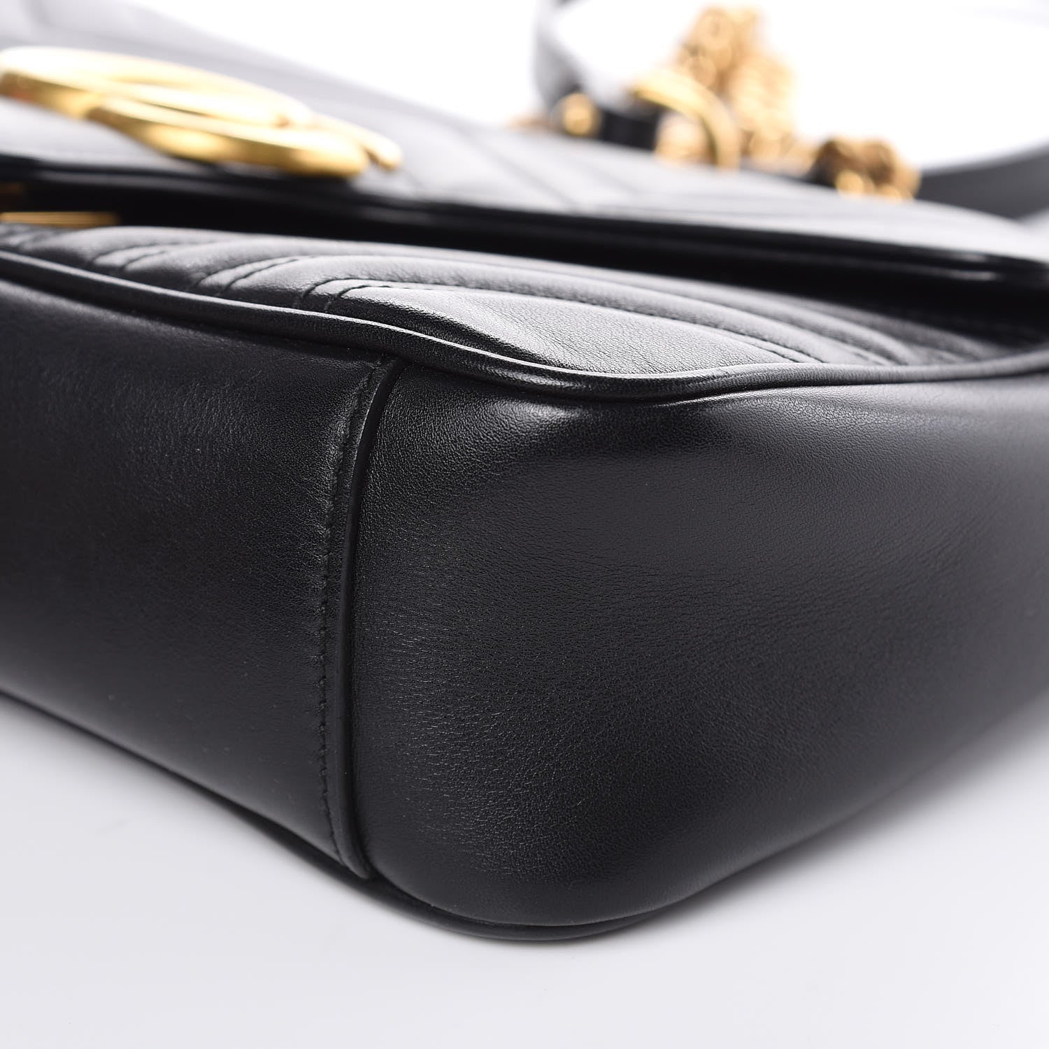 Gucci Calfskin Matelasse Small GG Marmont Shoulder Bag Black 9 of 14