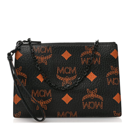 MCM Visetos Zip Chain Pouch Black Cognac 1 of 11
