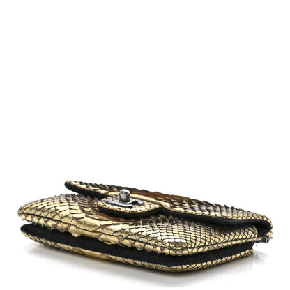Chanel Metallic Snakeskin Flap Bag Gold 10 of 12