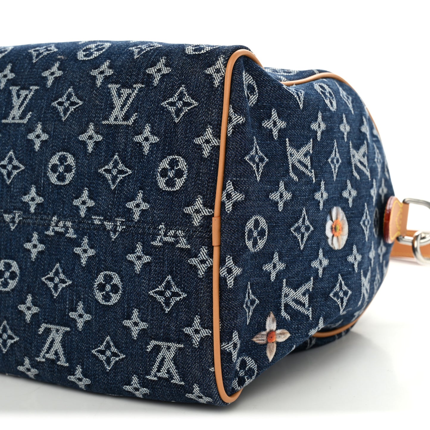Monogram Heritage Denim Flowers Speedy Soft 30 Blue