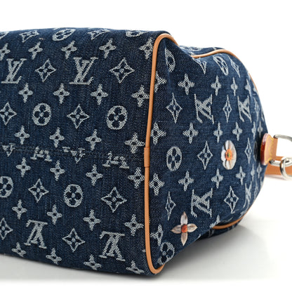 Louis Vuitton Monogram Heritage Denim Flowers Speedy Soft 30 Blue 9 of 9