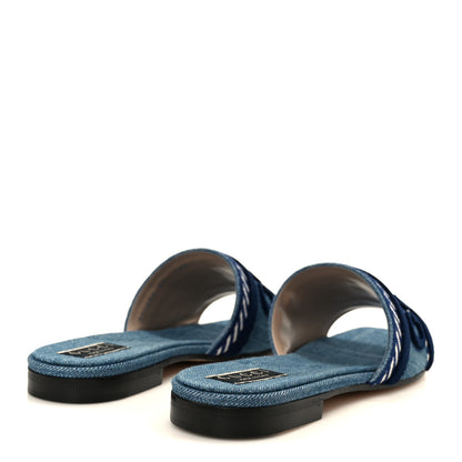 Gucci New Denim Logo Embroidered Slide Sandal 39 Light Blue 5 of 10