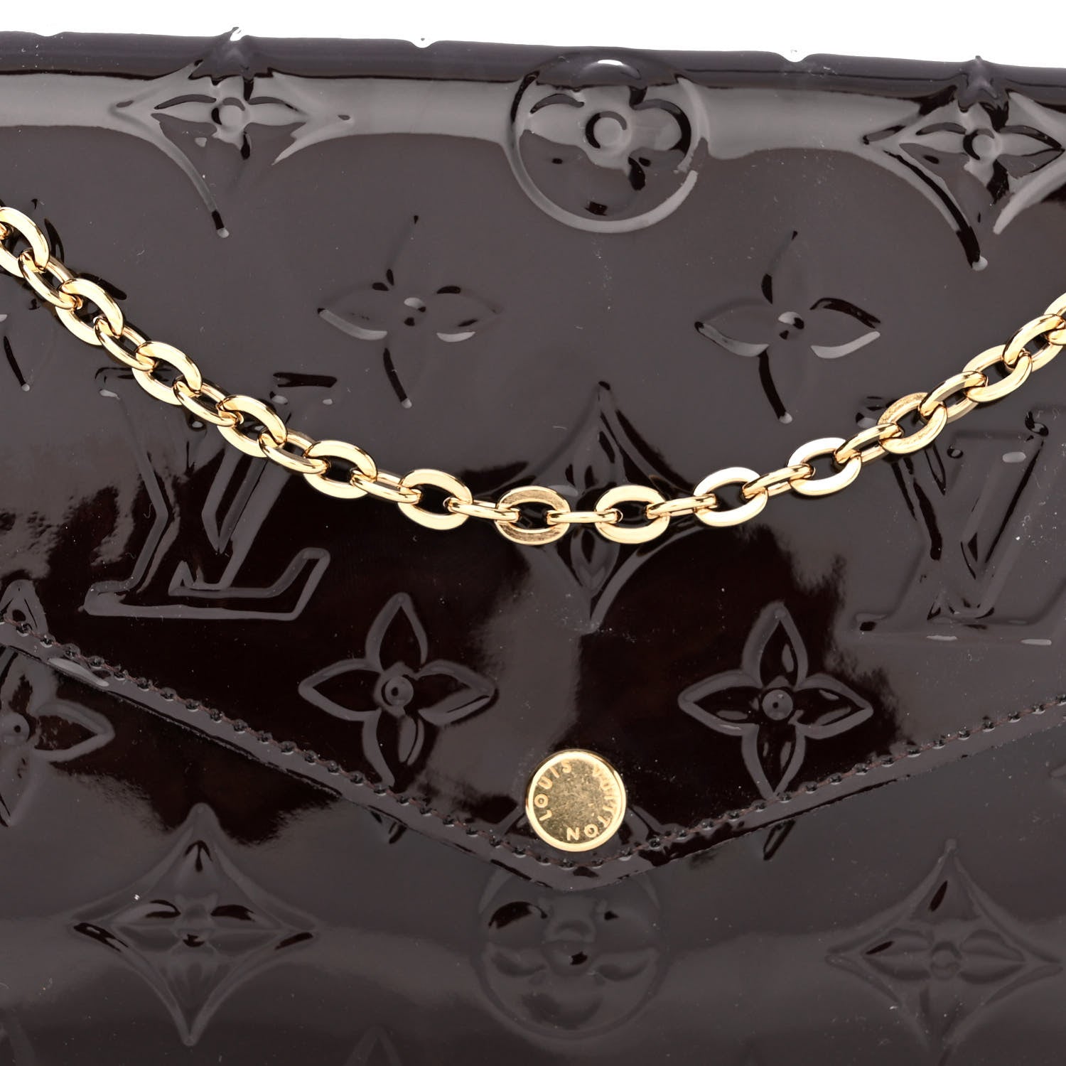 Louis Vuitton Vernis Pochette Felicie Chain Wallet Amarante 8 of 10