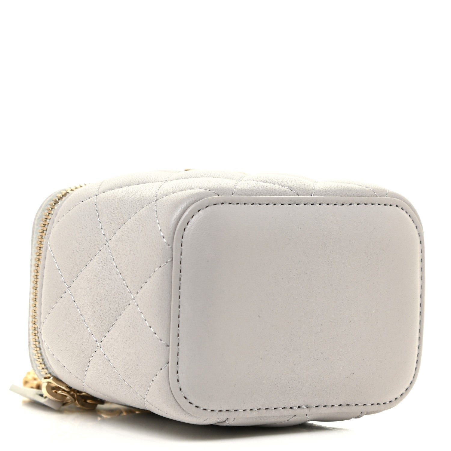 Chanel Lambskin Quilted Top Handle Mini Vanity Case With Chain Grey 4 of 12