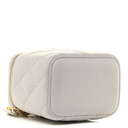 Chanel Lambskin Quilted Top Handle Mini Vanity Case With Chain Grey 4 of 12
