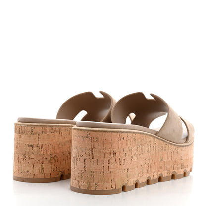 Hermes Suede Goatskin Cork Eze 30 Sandals 39 Beige Argile 4 of 9