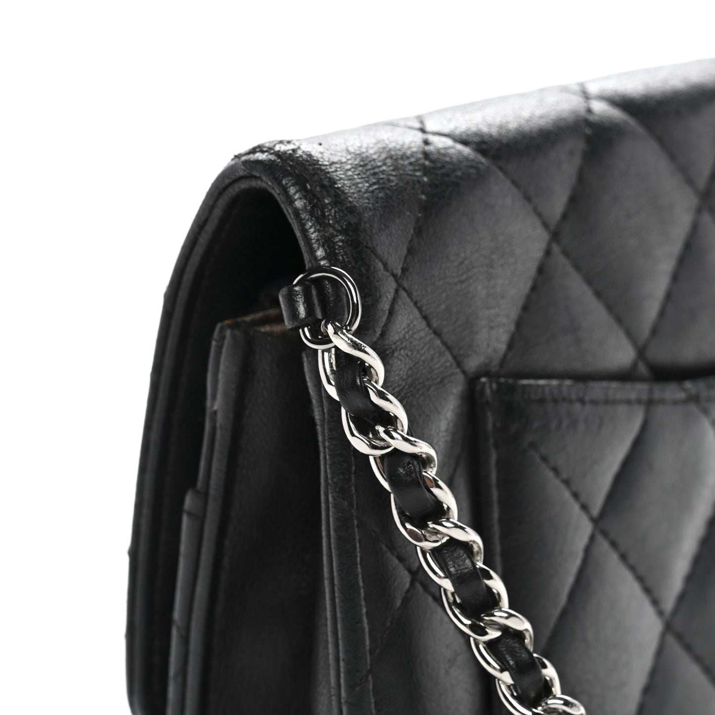 Lambskin Quilted Wallet On Chain WOC Black