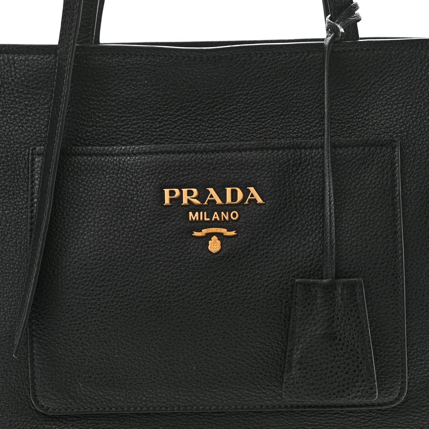 Vitello Daino Pocket Shopping Tote Black