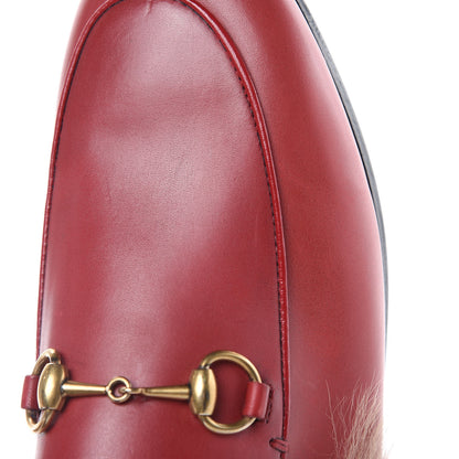 Gucci Betis Glamour Calfskin Fur Womens Princetown Slippers 37 Hibiscus Red Naturale 8 of 12