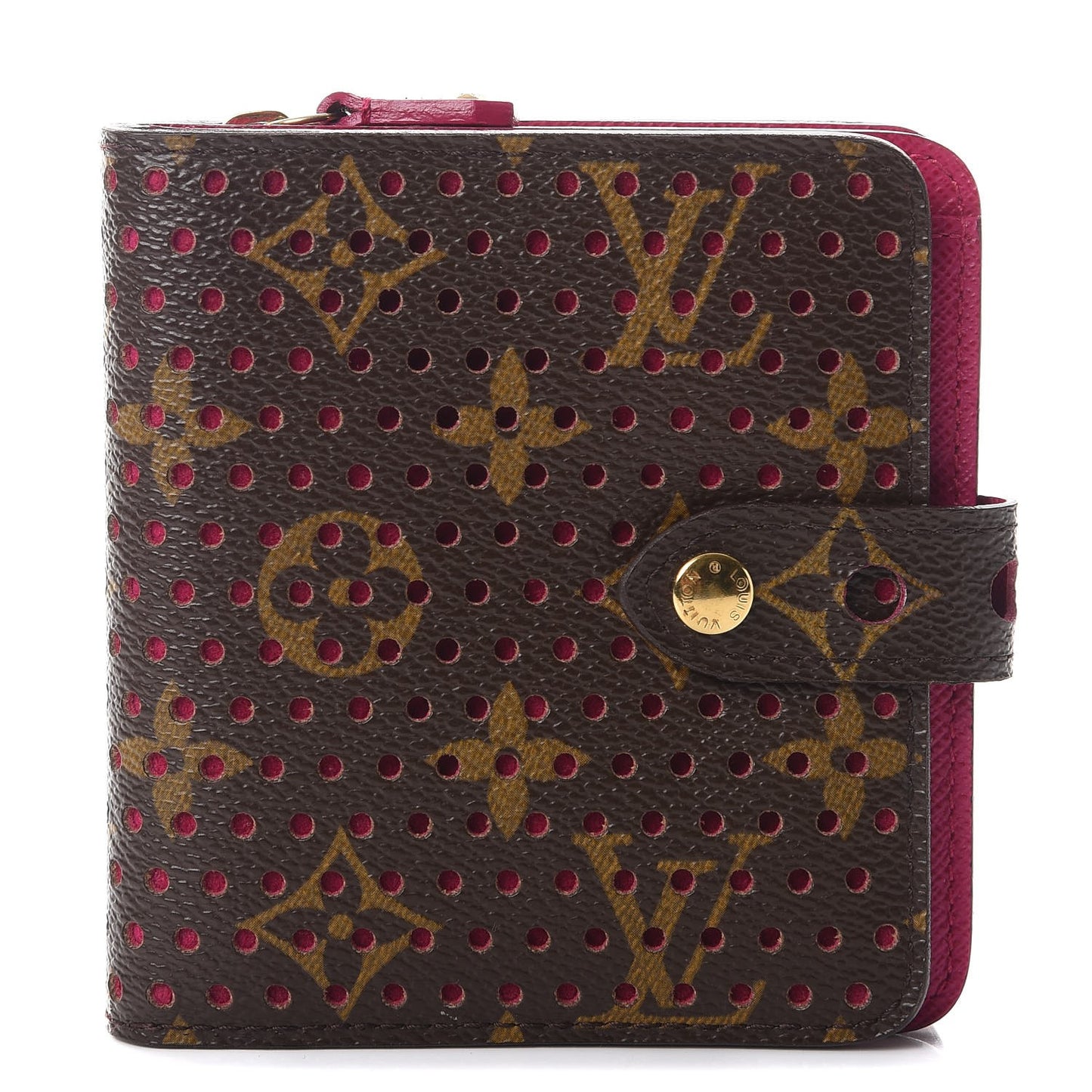 Monogram Perforated Compact Zipped Wallet Fuchsia
