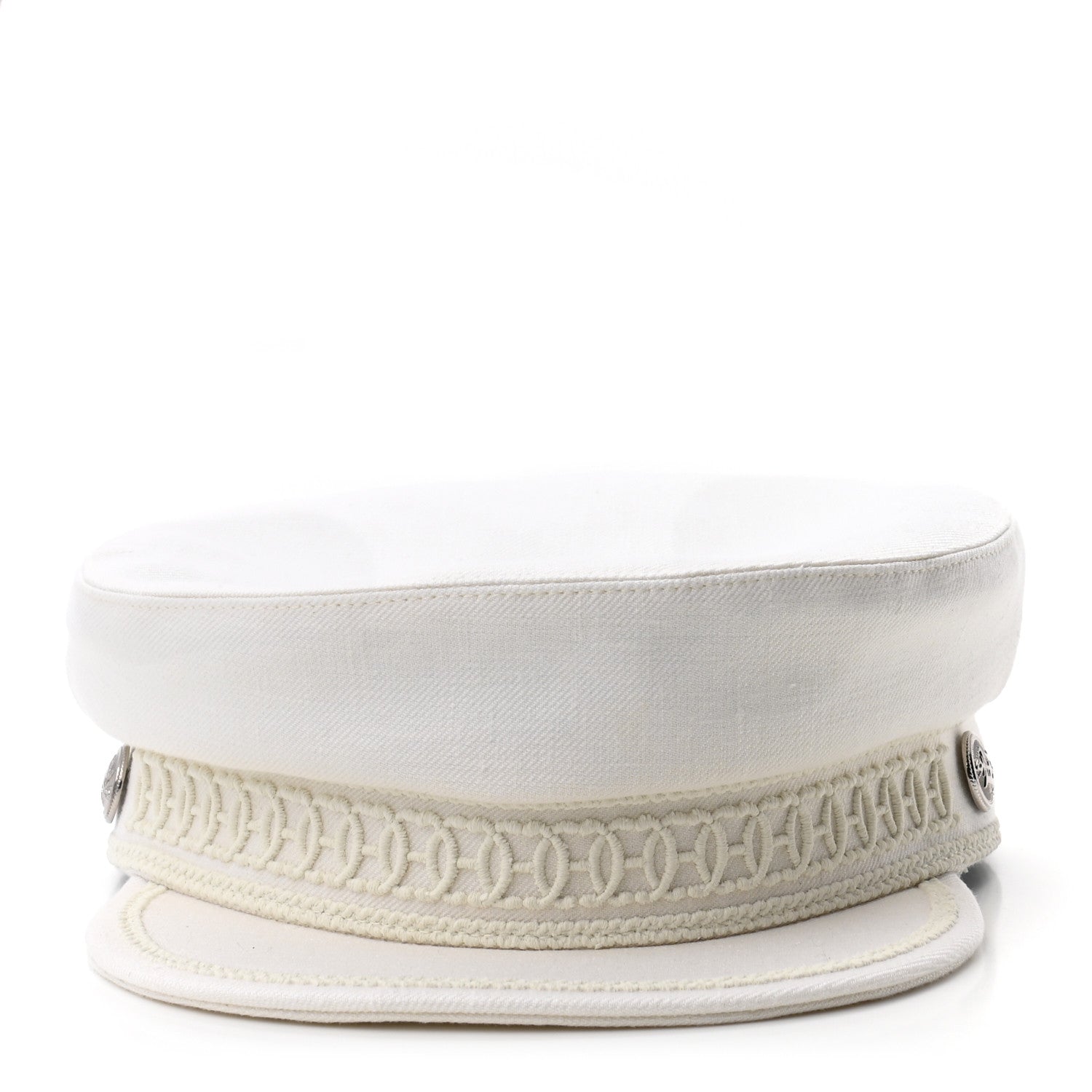 Hermes Double Linen Twill Cabourg Cap 56 White 3 of 8