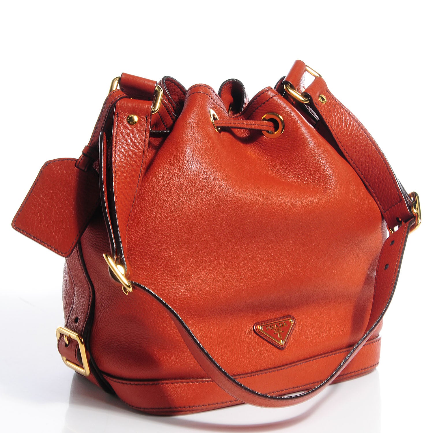 Prada Vitello Daino Drawstring Bucket Rame 3 of 9