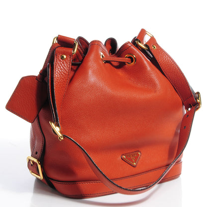 Prada Vitello Daino Drawstring Bucket Rame 3 of 9