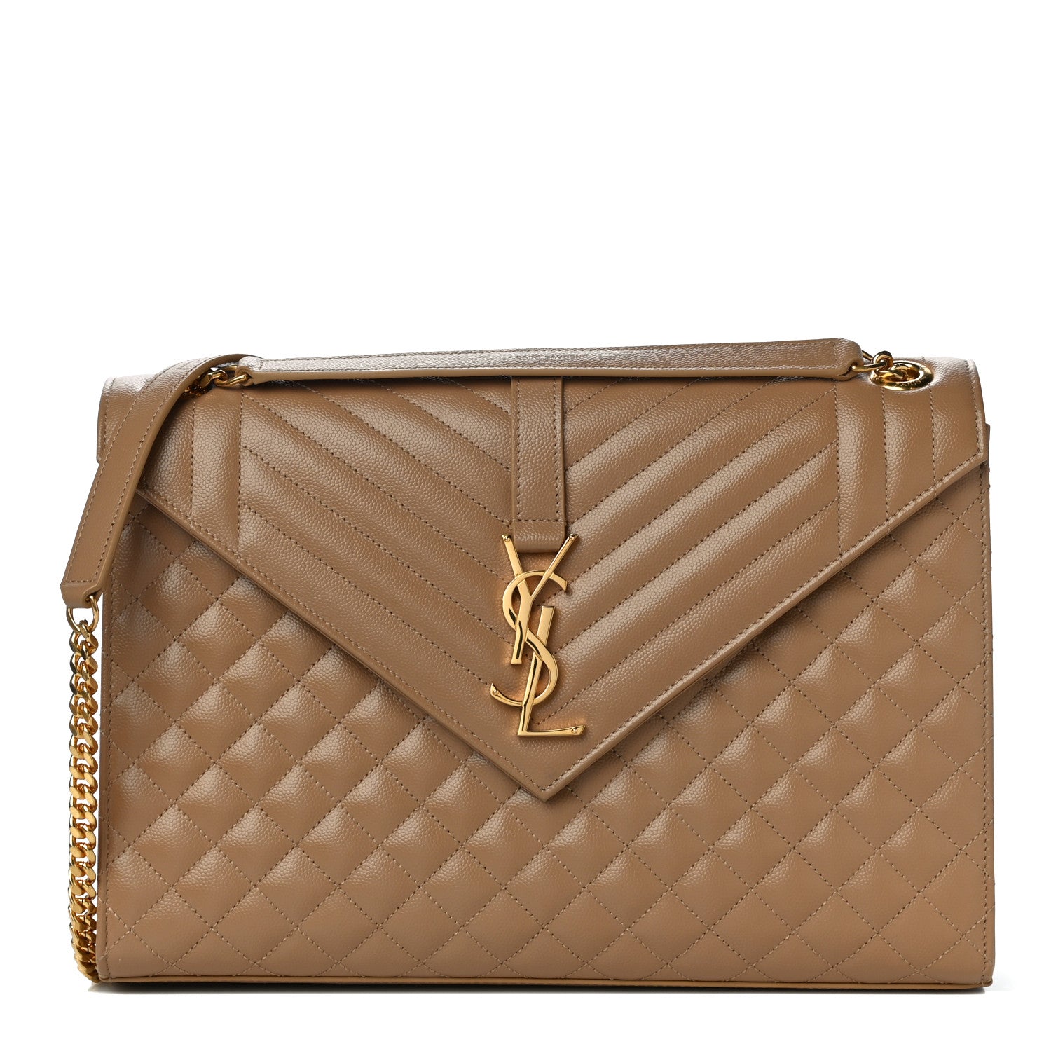 Saint Laurent Grain De Poudre Textured Mixed Matelasse Triquilt Large Monogram Satchel Cork 1 of 10