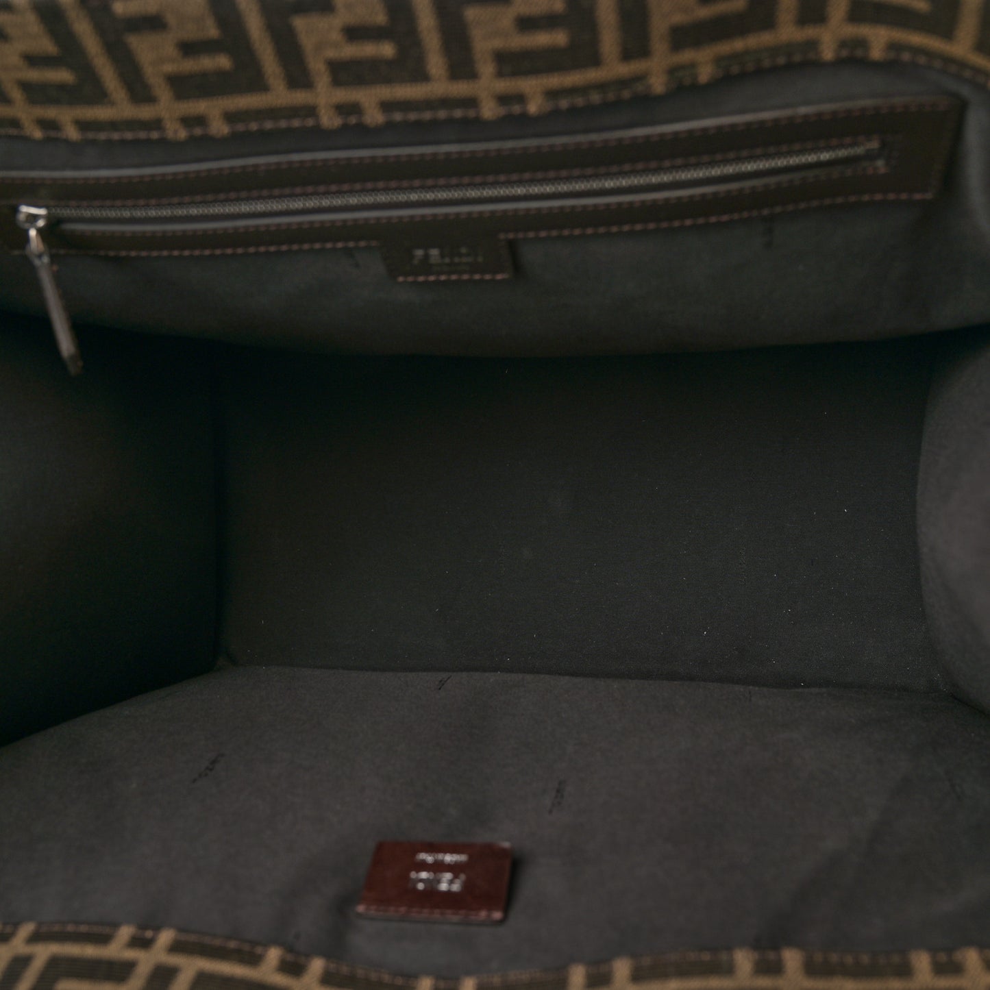 Recycled Fabric Jacquard Vitello Astro FF 1974 Shopping Tote Tobacco Moro Ebano