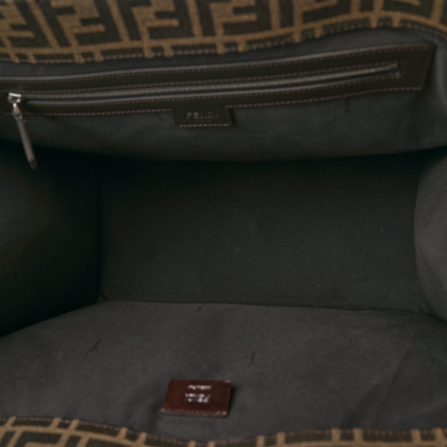 Fendi Recycled Fabric Jacquard Vitello Astro FF 1974 Shopping Tote Tobacco Moro Ebano 5 of 12