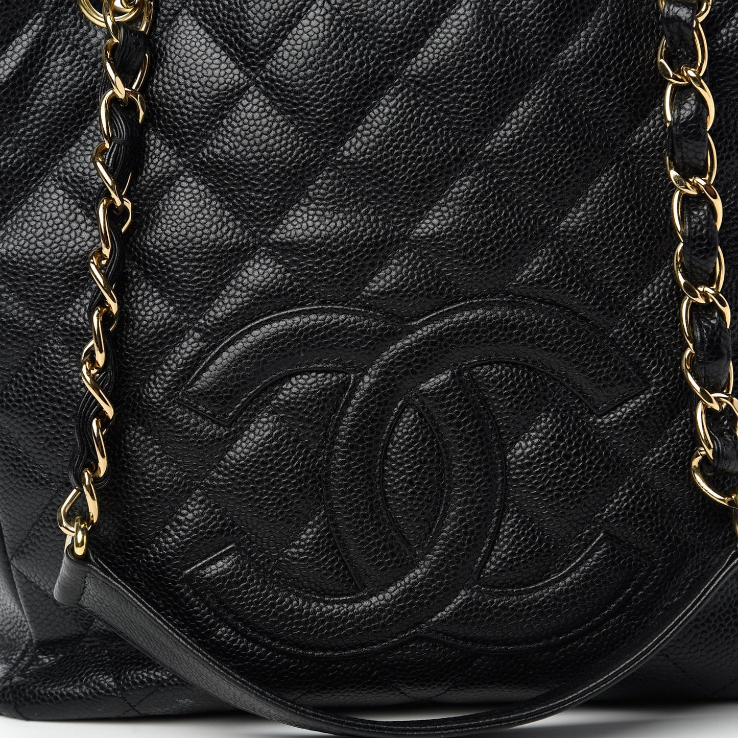 Caviar Quilted Petit Shopping Tote PST Black