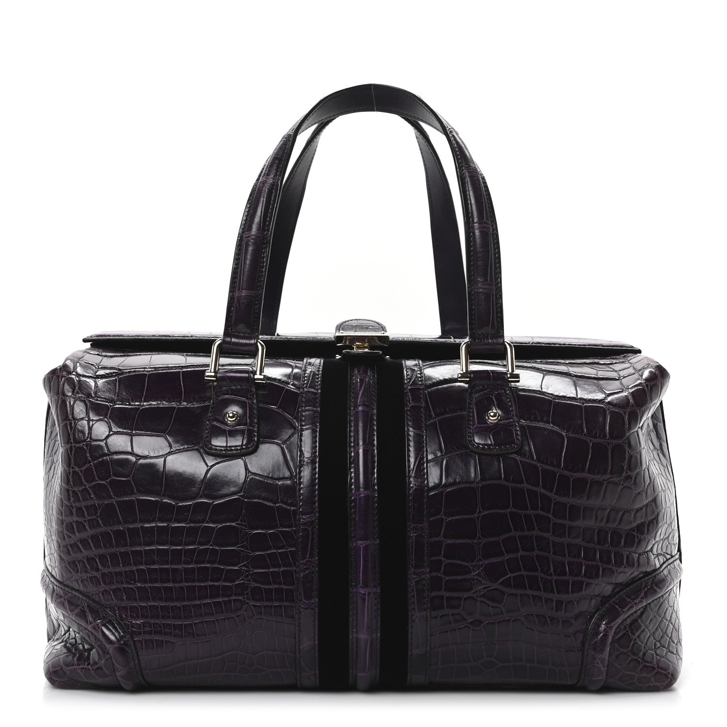 Gucci Crocodile Large Treasure Boston Purple 1 of 10