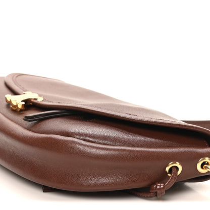 Celine Shiny Lambskin Soft Triomphe Little Half Moon Bag Brick 9 of 9