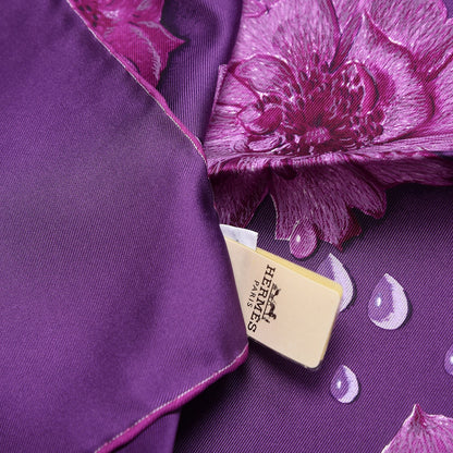 Hermes Silk La Rosee Scarf 90 Ultra Violet Parme Bougainville 5 of 6
