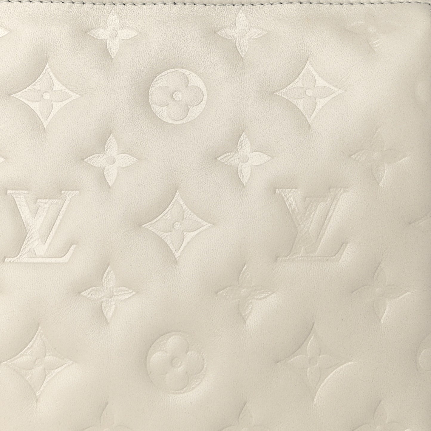 Lambskin Embossed Monogram Coussin PM Beige Cream
