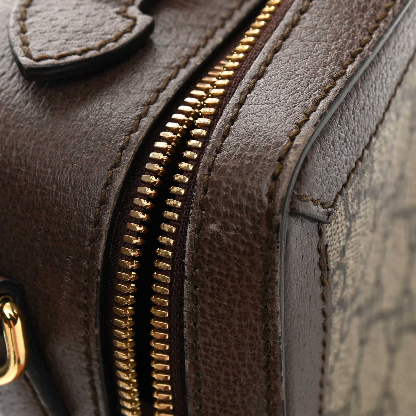 GG Supreme Monogram Web Small Ophidia Top Handle Shoulder Bag Brown