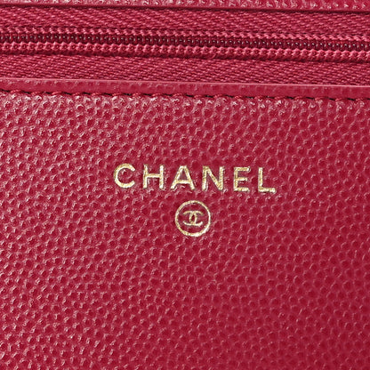 Chanel Caviar Quilted Wallet On Chain WOC Dark Pink 6 of 10