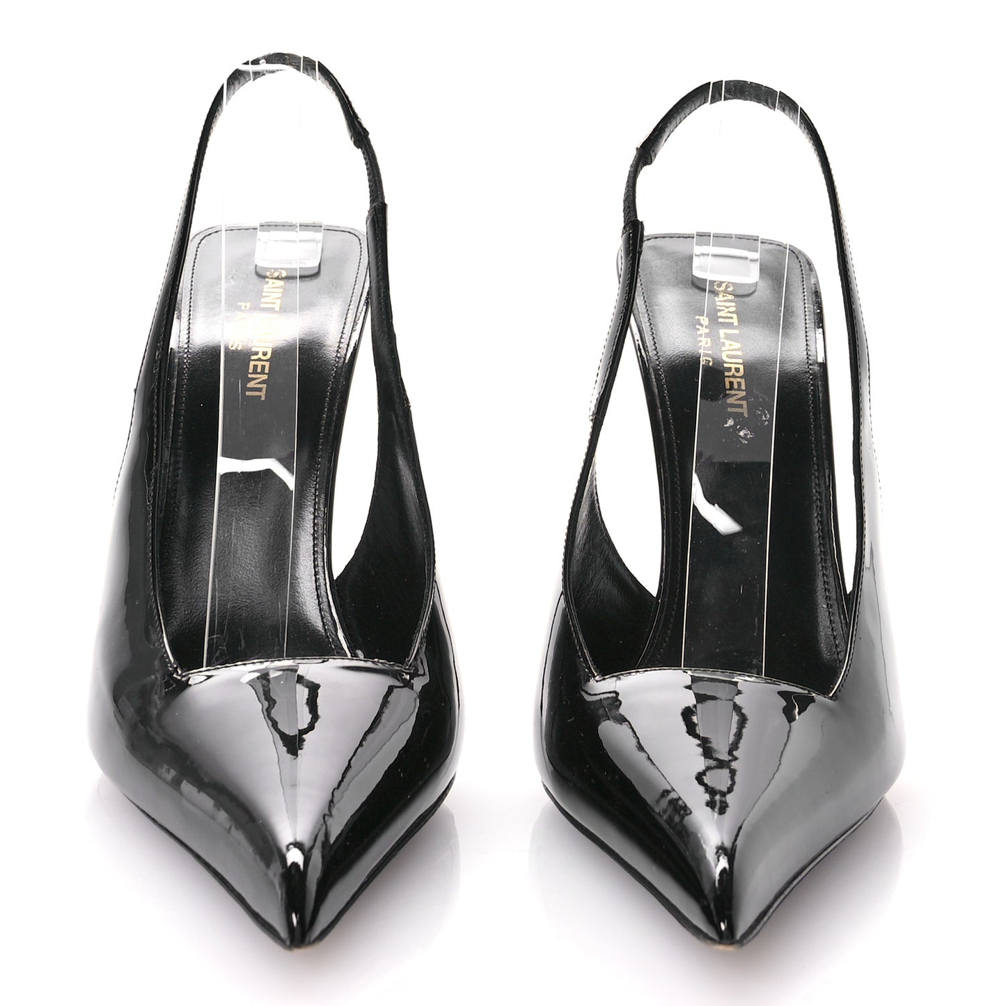 Patent Calfskin Kiss 105 Slingback Pumps 41 Black