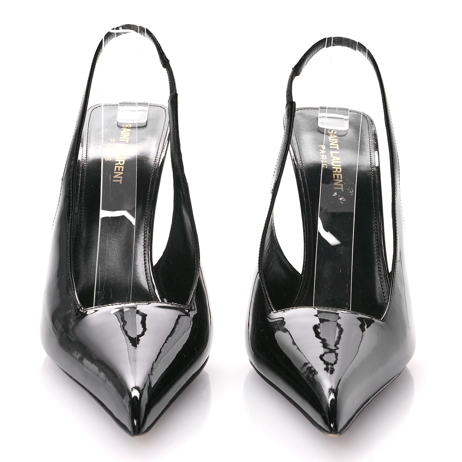 Saint Laurent Patent Calfskin Kiss 105 Slingback Pumps 41 Black 3 of 9