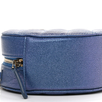 Chanel Iridescent Caviar Quilted Round Clutch With Chain Blue 9 of 11
