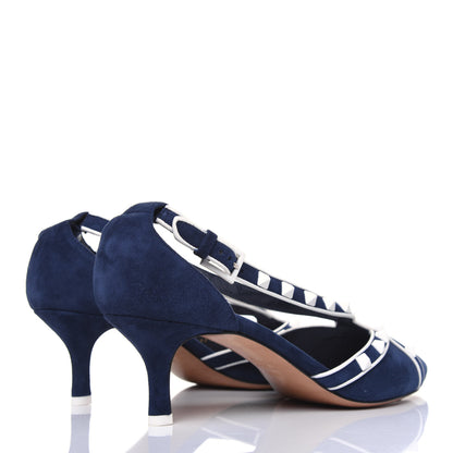 Valentino Garavani Suede Free Rockstud Cross Strap D'Orsay 55mm Pumps 38.5 Marine Optic White 4 of 18
