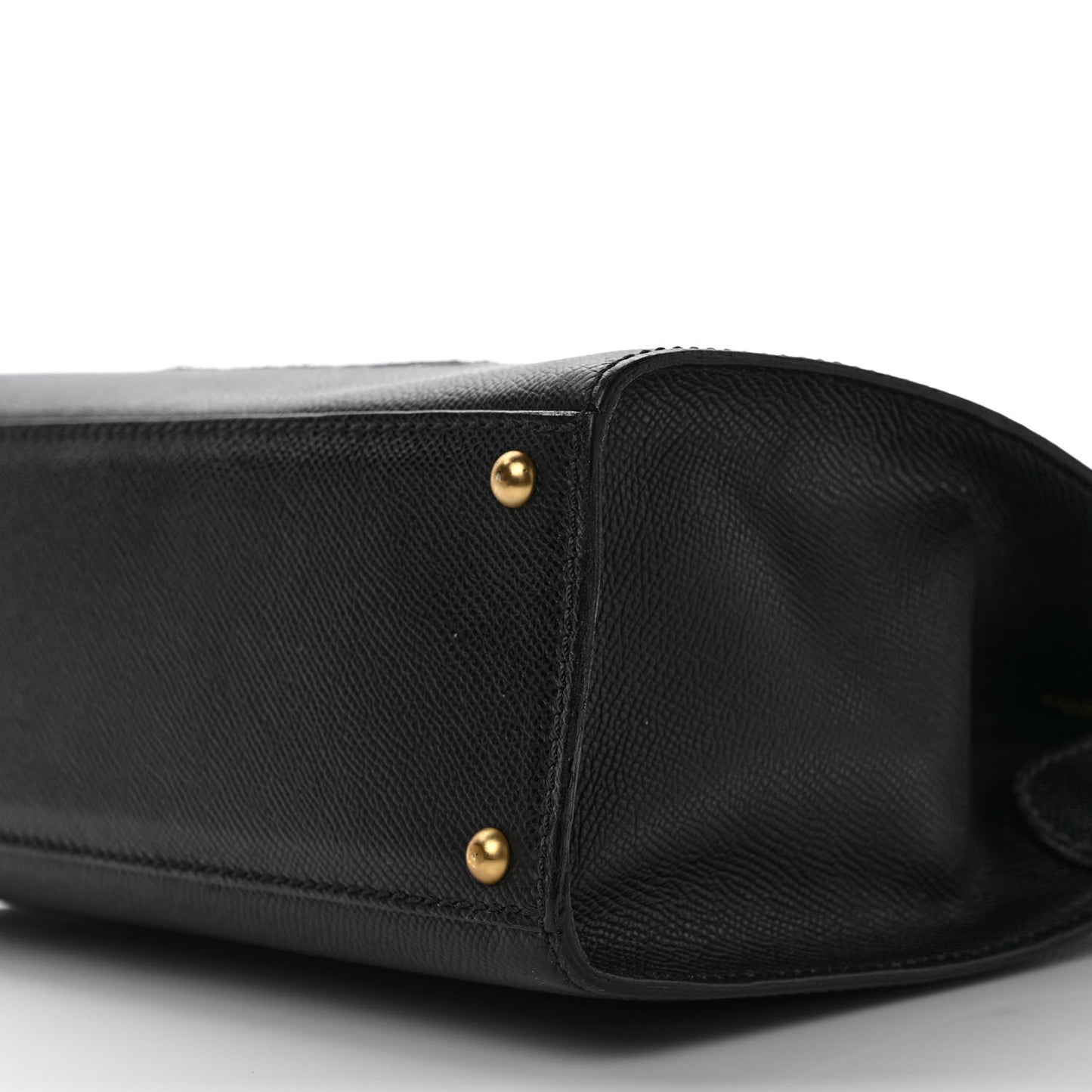 Grained Calfskin Logo Shoulder Bag Black