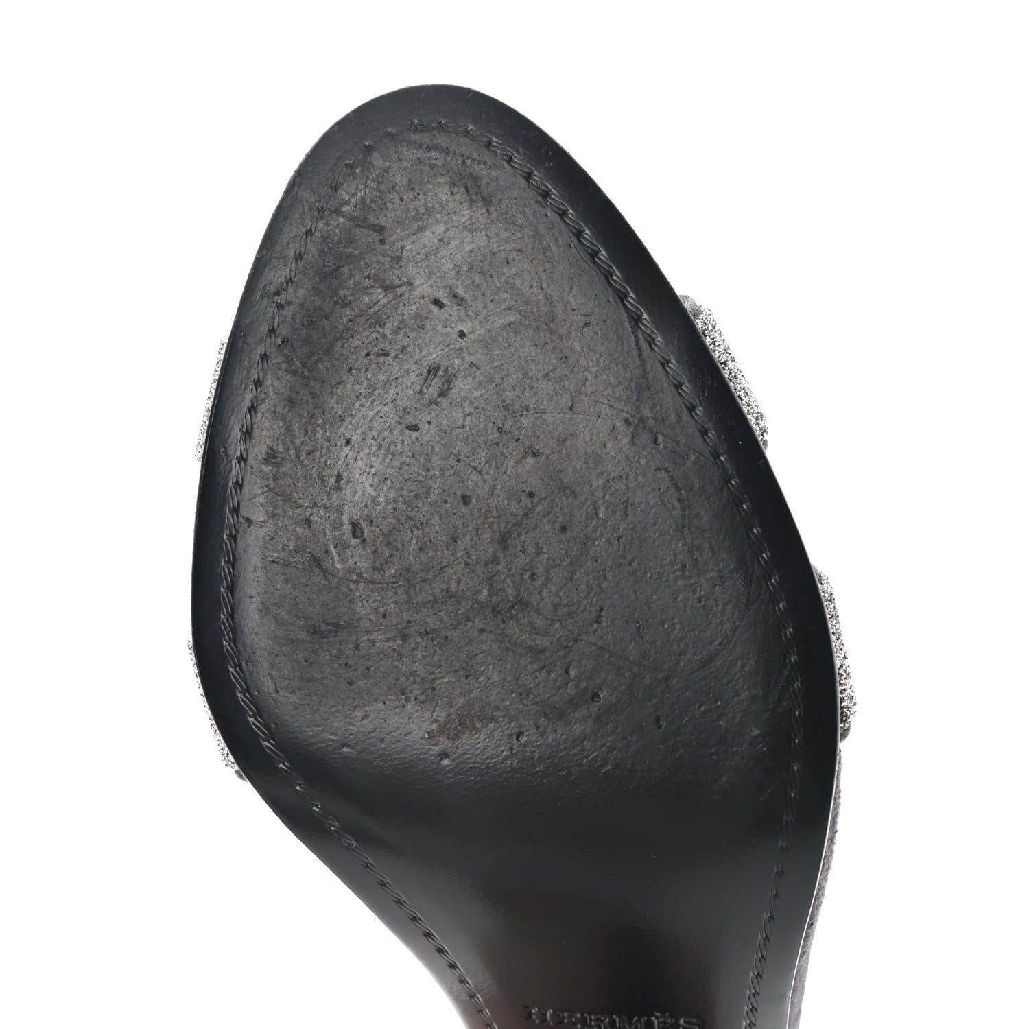 Hermes Suede Goatskin Crystal Premiere 105 Sandals 39 Black 8 of 12