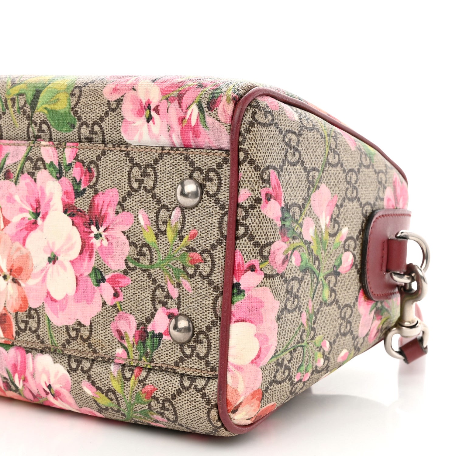 Gucci GG Supreme Monogram Blooms Small Boston Beige Multicolor Dry Rose 9 of 12
