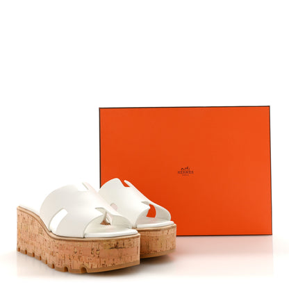 Hermes Calfskin Cork Eze 30 Sandals 39 White 10 of 10