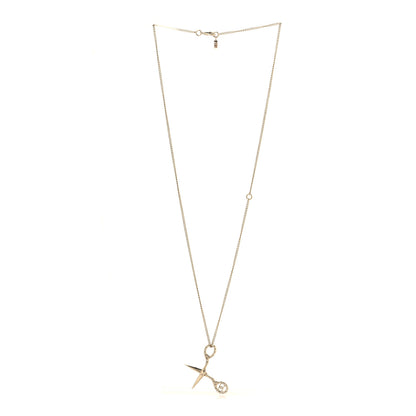 Chanel Metal Strass Crystal Scissors CC Pendant Necklace Gold 3 of 5
