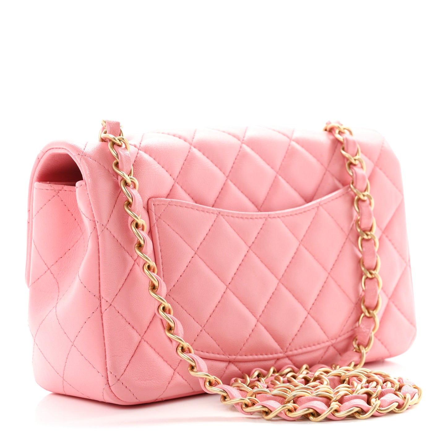 Lambskin Quilted Mini Rectangular Flap Pink