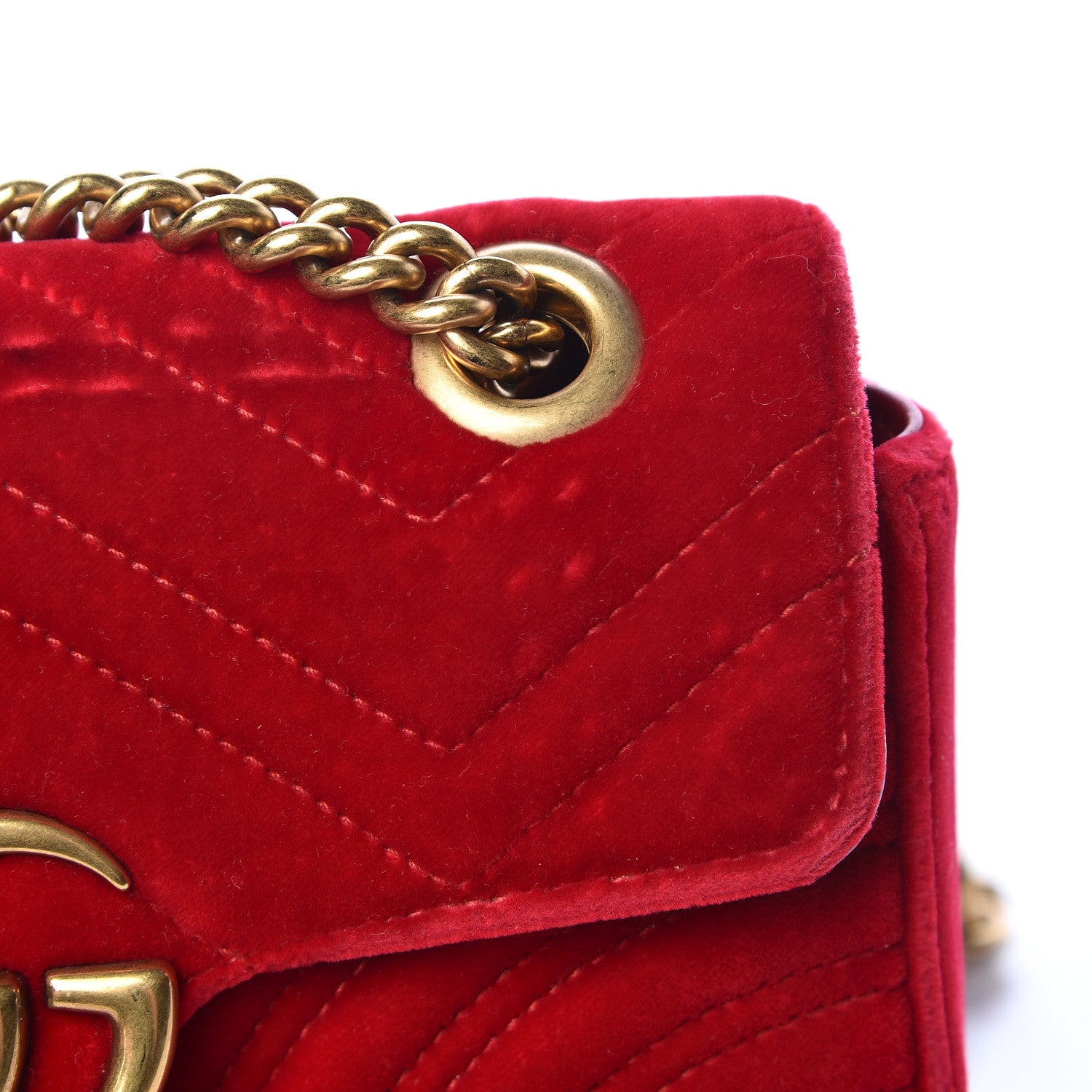 Gucci Velvet Matelasse Mini GG Marmont Shoulder Bag Hibiscus Red 13 of 17